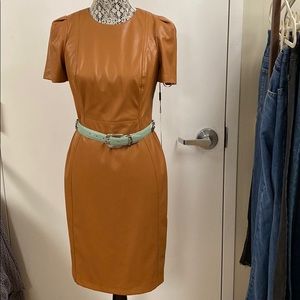 Calvin Klein brown faux leather dress